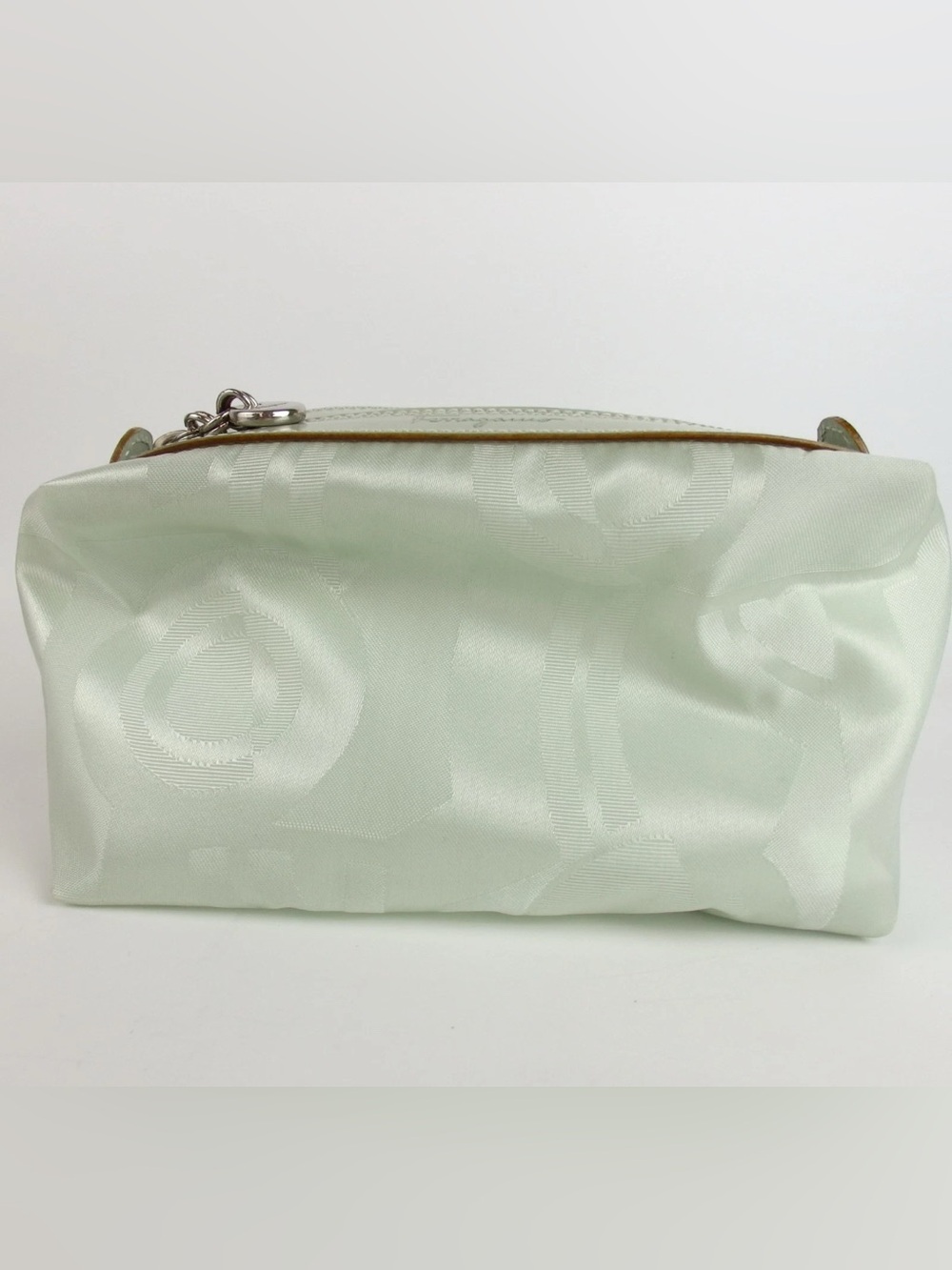 SALVATORE FERRAGAMO Mint Green Satin Beauty Pouch